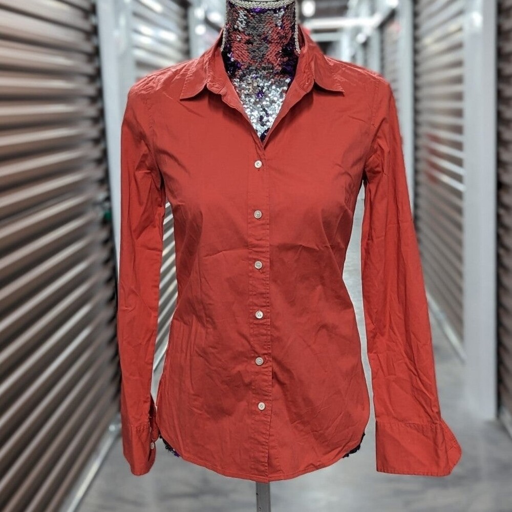 J. Crew Tailored Preppy Coral Haberdashery Refined Button Front Dress Shirt XS